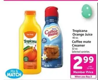 Safeway Tropicana Orange Juice & Coffee mate Creamer offer
