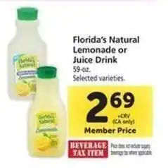 Safeway Florida's Natural Lemonade or Juice Drink offer