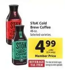 Safeway Stōk Cold Brew Coffee offer