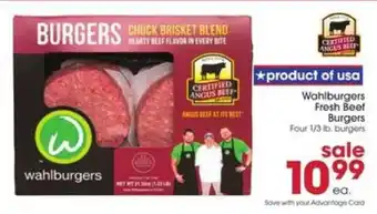 Giant Eagle Wahlburgers Fresh Beef Burgers offer