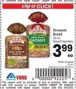 Albertsons Oroweat Bread - 24 oz. Select Varieties offer