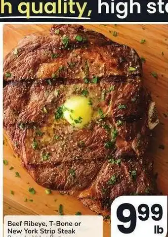 Albertsons Beef Ribeye, T-Bone or New York Strip Steak - Bone-In, Value Pack offer