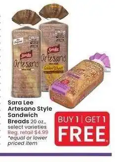 Albertsons Sara Lee Artesano Style Sandwich Breads - 20 oz., select varieties offer