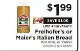 ShopRite Freihofer's or Maier's Italian Bread offer