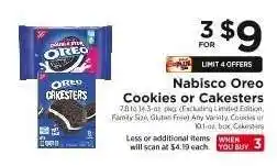 ShopRite NABISCO Oreo Cookies or Cakesters offer