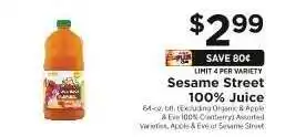 ShopRite Sesame Street 100% Juice offer