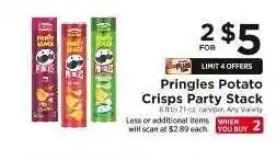 ShopRite Pringles Potato Crisps Party Stack offer