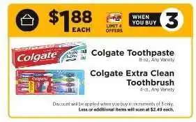 ShopRite Colgate Toothpaste / Colgate Extra Clean Toothbrush offer
