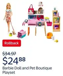 Walmart Barbie Doll and Pet Boutique Playset offer