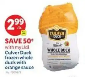 Lidl Culver Duck frozen whole duck with orange sauce offer
