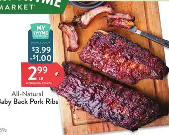 Fresh Thyme All-Natural Baby Back Pork Ribs offer