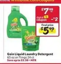 Winn Dixie Gain Liquid Laundry Detergent offer
