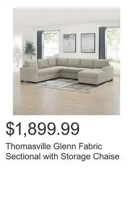 Costco Thomasville Glenn Fabric Sectional with Storage Chaise offer