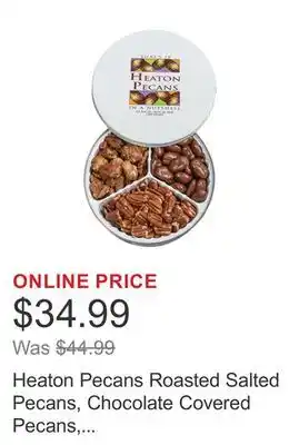 Costco Heaton Pecans Roasted Salted Pecans, Chocolate Covered Pecans, Praline Pecan Tin 2.3 lb Total offer