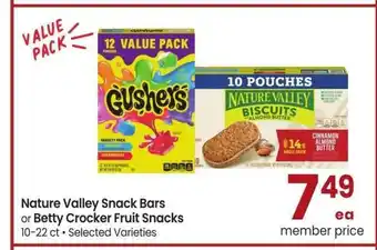 Albertsons Nature Valley Snack Bars or Betty Crocker Fruit Snacks - 10-22 ct., Selected Varieties offer