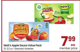 Albertsons Mott's Apple Sauce Value Pack - 12-3.2 oz., Selected Varieties offer