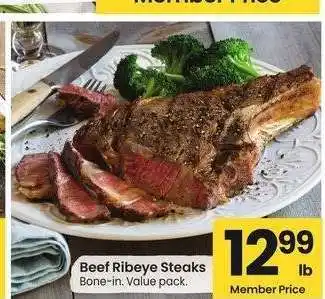 Albertsons Beef Ribeye Steaks - Bone - in. Value pack offer