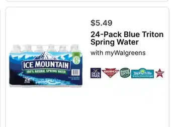 Walgreens 24-Pack Blue Triton Spring Water offer