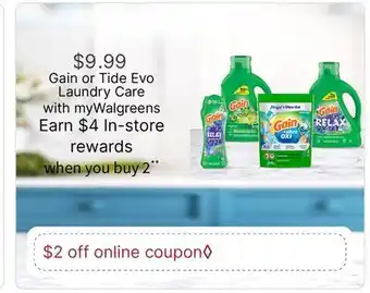 Walgreens Gain or Tide Evo Laundry Care offer