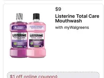 Walgreens Listerine Total Care Mouthwash offer