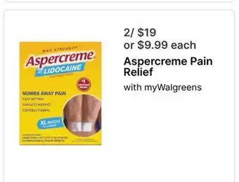 Walgreens Aspercreme Pain Relief offer