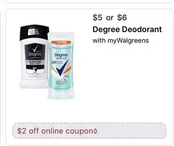 Walgreens Degree Deodorant offer