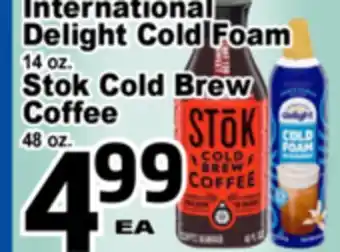 Superior Grocers International Delight Cold Foam, 14 oz. Stok Cold Brew Coffee offer