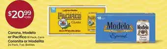 Rite Aid Corona, Modelo or Pacifico 18 Pack, Cans Coronita or Modelito 24 Pack, 7 oz. Bottles offer