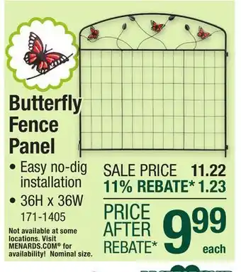 Menards Enchanted Garden 36 x 36 Butterfly No Dig Fence Panel offer