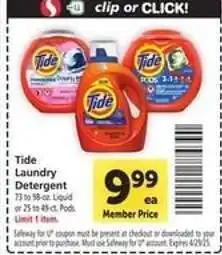 Safeway Tide Laundry Detergent offer