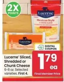 Albertsons Lucerne Sliced, Shredded or Chunk Cheese - 6-8 oz. Selected varieties offer
