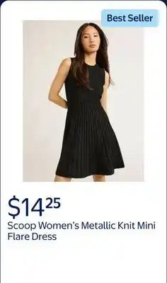 Walmart Scoop Women's & Women's Plus Metallic Knit Mini Flare DresS offer