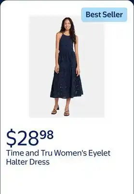 Walmart Time and Tru Women's Eyelet Halter Dress offer