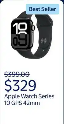 Walmart Apple Watch Series 10 GPS 42mm Jet Black Aluminum Case with Black Sport Band offer