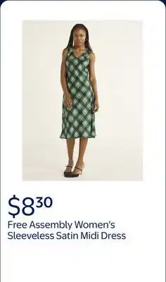 Walmart Free Assembly Women's and Women's Plus Sleeveless Satin Midi Dress offer