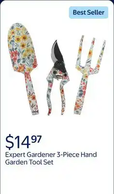 Walmart Expert Gardener 3-Piece Pattern Hand Garden Tool Set offer