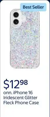Walmart onn. Phone Case for iPhone 16 - Iridescent Glitter Fleck offer