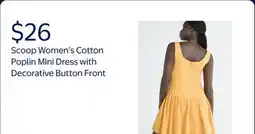 Walmart Scoop Women's Cotton Poplin Mini Dress with Decorative Button FronT offer