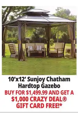 Ocean State Job Lot Sunjoy Chatham 10' x 12' Hardtop Gazebo with Netting offer