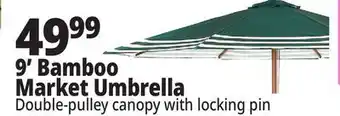 Ocean State Job Lot 9' Bamboo Market Umbrella Striped offer
