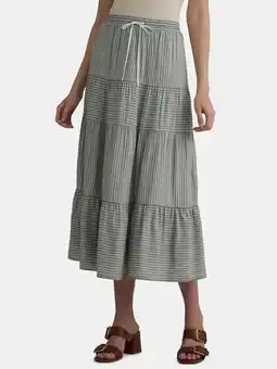 Walmart Time and Tru Women’s and Women's Plus Tiered Midi Skirt with Elastic Waistband, Sizes XS-4X offer