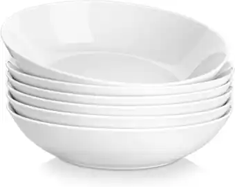 Walmart MALACASA Pasta Bowls, Porcelain Salad Serving Bowls Set of 6, 30oz Large Deep Soup Plates, White offer