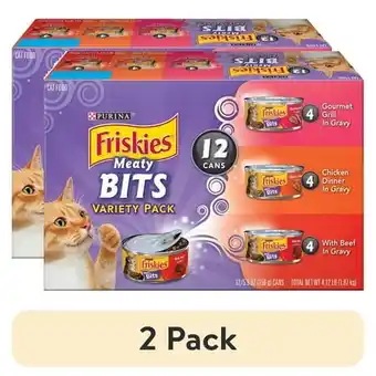 Walmart (2 pack) Friskies Gravy Variety Pack, Meaty Bits, Wet Cat Food, 12 Pack, 5.5 oz. Cans offer