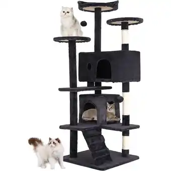 Walmart BestPet 54in Cat Tree Tower, Scratch Posts, Condo, Toys, Dark Gray, Perfect for Active Cats offer