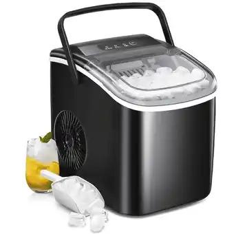 Walmart Havato Countertop Ice Maker, 9 Bullet Ice Cubes in 6 Mins, 26lbs/24H, w/ Scoop & Basket, Matte Black offer