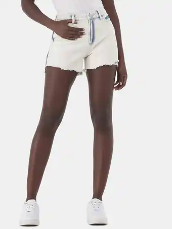 Walmart Time and Tru Women's Destructed Hem High Rise Denim Shorts, 4 Inseam, Sizes 0-20 offer