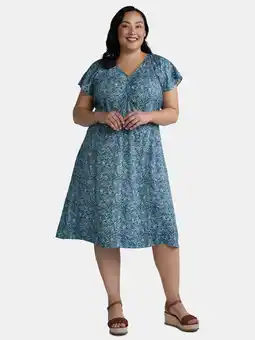 Walmart Terra & Sky Women's Plus Size Midi Flutter Sleeve Dress, Sizes 0X-5X offer