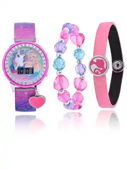 Walmart Mattel Barbie Girls Flashing LCD Pink Ombre Silicone Watch & Matching Bracelet 3 Piece Set offer