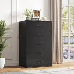 Walmart Homfa 5 Drawer Dresser, Vertical Dresser for Bedroom, Black offer