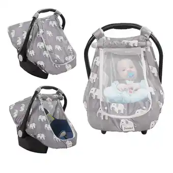 Walmart Beavtaens Baby Car Seat Cover, Stretchy Carseat Canopy, with Breathable Peep Window (Elephants) offer